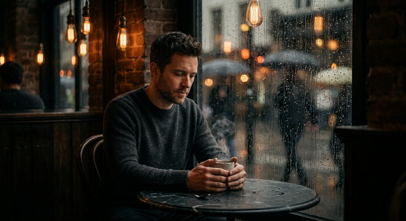 Quiet Café by a Rainy Window